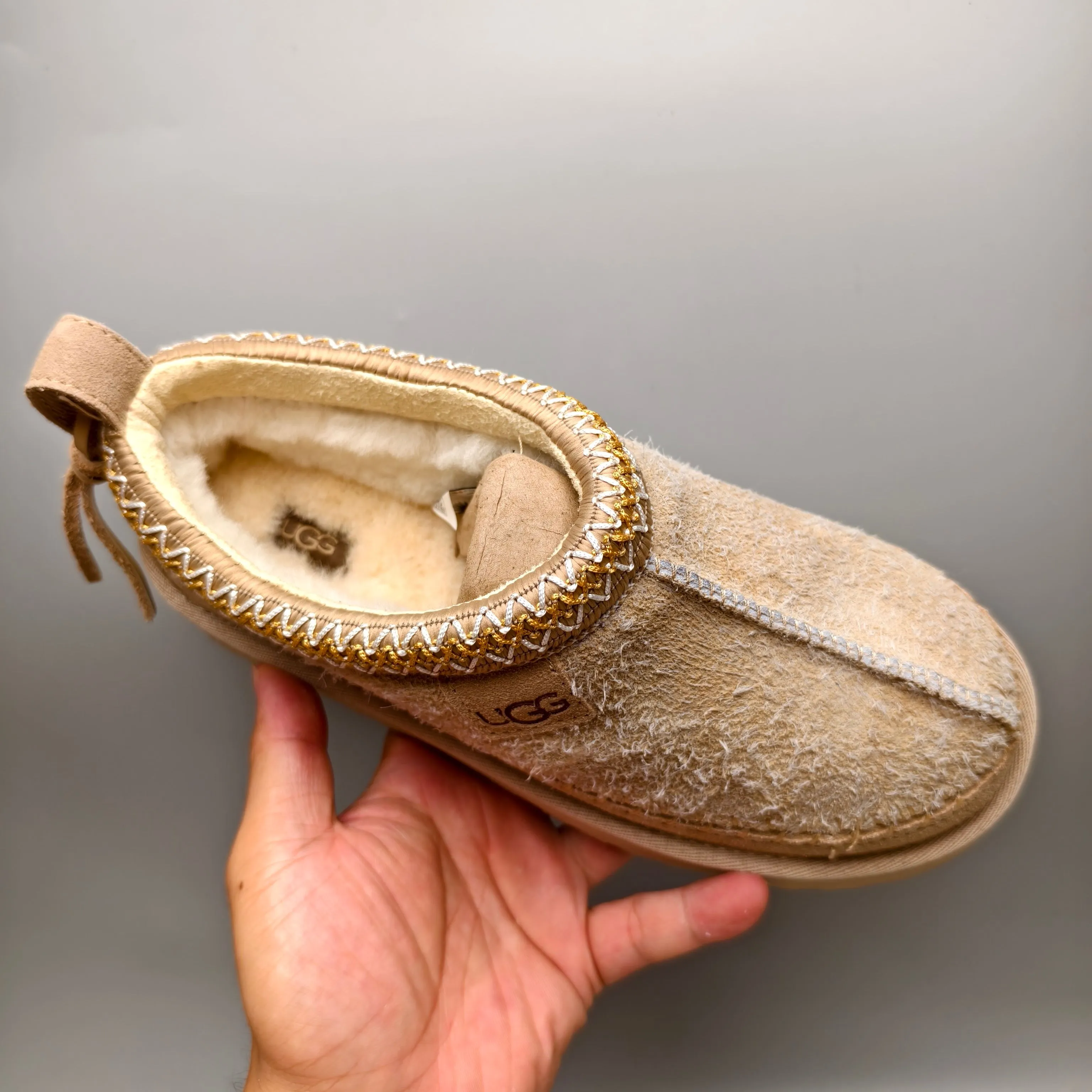 💰520 UGG sheepskin all-in-one snow boots 1444 ethnic style anti-suede back strap women's shoes color: sand brown matching size: 35-40